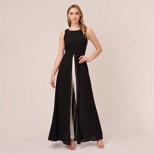 Adrianna Papell Colorblock Sleeveless Jumpsuit With Skirt Overlay